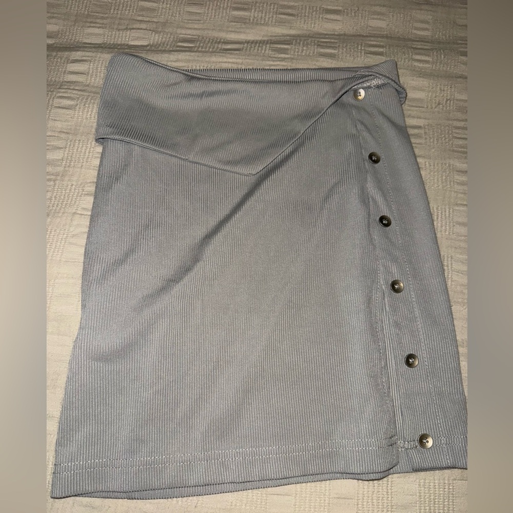 SHEIN Light Gray Buttoned Pencil Skirt